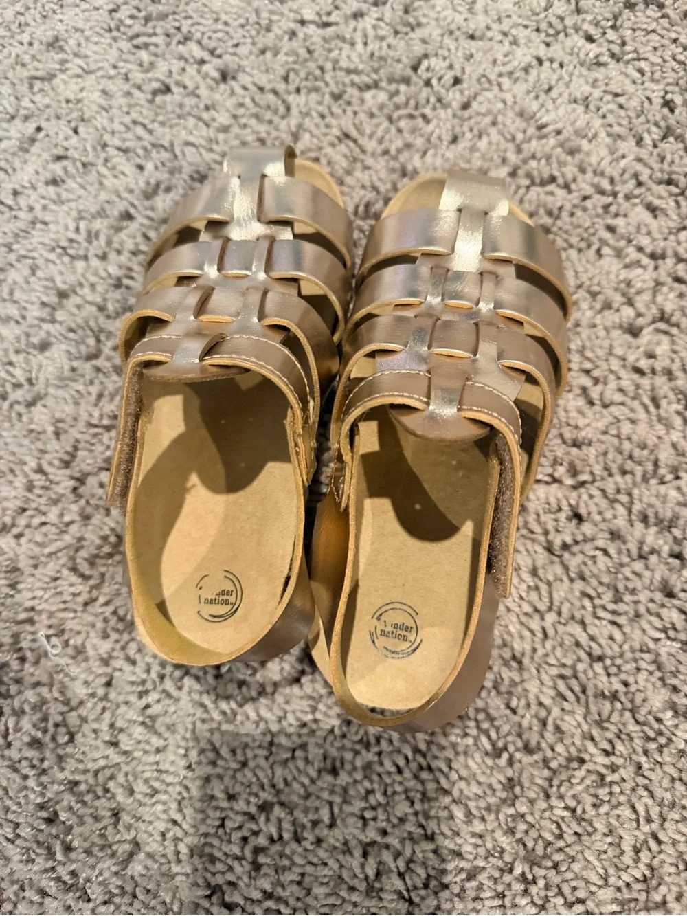 wonder nation Metallic Gold Strap Fisherman Sandals